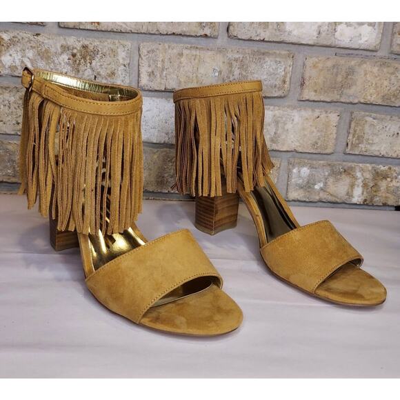 Carlos By Carlos Santana Brulee Gilda Suede Fringe Ankle Strap Heel, Women's 9M - Picture 4 of 12